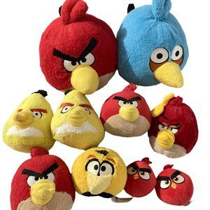 Angry Birds Plush Lot of 10 Blue Red Yellow Different Sizes Rovio Commonwealth